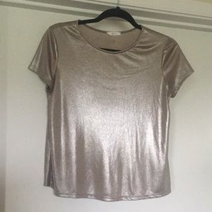 Shiny tan short sleeve shirt